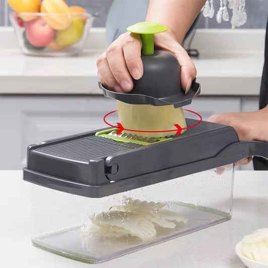 16-in-1 Vegetable Chopper & Slicer - Multifunctional Kitchen Food Cutter for Onion, Salad, Fruit with Adjustable Dicer and Storage Container,Kitchen Gadgets and Essentials.