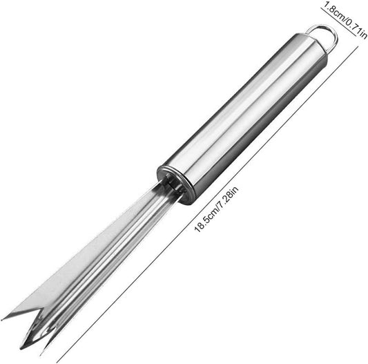 1Pc Silver Pineapple Eye Peeler Remover Tool,Multipurpose Pineapple Eye Clip,Pineapple Eye Cutter V Shape Stainless Steel Pineapple Eye Peeler Remover for Home Kitchen Fruit Tool Peelers Slicers