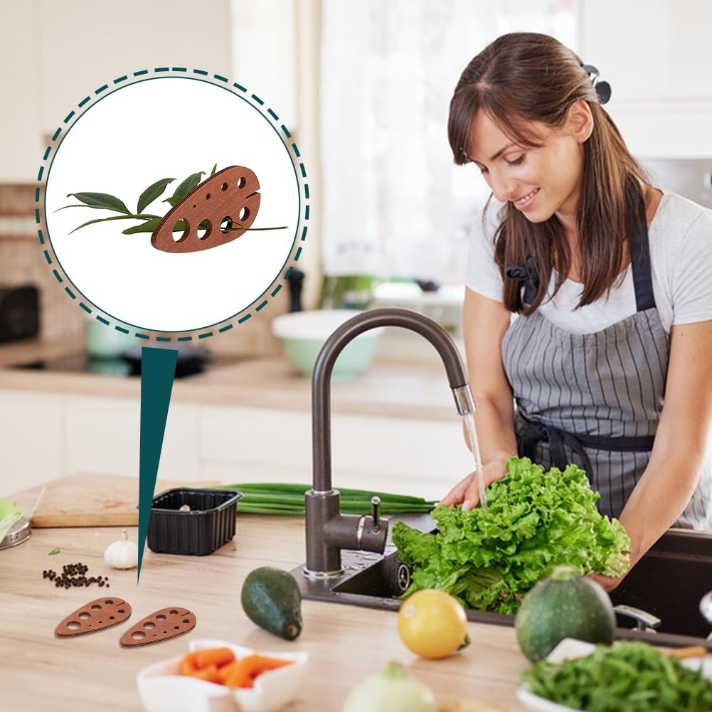 PH PandaHall 2pcs Teardrop Wooden Herb Stripper 8 Holes Herb Pealer Wood Leaf Remover Herb Stripping Brown Herb Stripper Tool for Kitchen Gadgets Cooking Small Kitchen Appliances Chef, Hole: 2-16mm