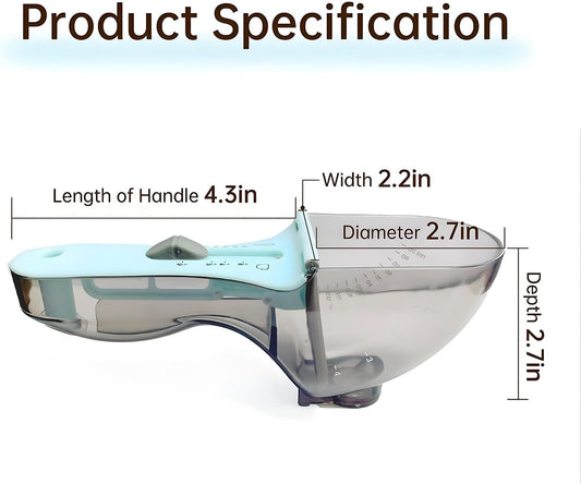 1/2 Cup Cat Dog Food Scoop, Adjustable Pet Food Measuring Cup with Scale, Pet Food Feeding Scoop for Dog, Cat and Rabbit or Bird, Puppy Measuring Cup, Easy Clean and Also Use for Rice, Flour, Soybean