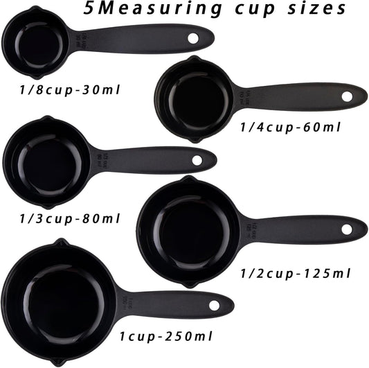 Plastic Measuring Cups and Spoons Set 10, Kids Measuring Cups and Spoons Set for Kitchen & Baking, Engraved US & Metric Plastic Measuring Cup & Spoons for Cooking Measure Use Pink