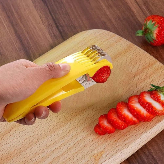 Yellow Food Manual Slicer, Stainless Steel Food Slicer, Banana Strawberry Cucumber Carrot Egg Vegetable Fruit Multifunctional, Handheld Portable Peeling, Grating and Slicing Tools