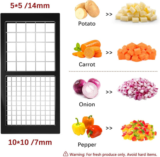 Vegetable Chopper, Onion Chopper Dicer, Mandoline Slicer, Food Chopper with Container, Vegetable Cutter for Salad Potato Carrot Garlic(2 Blades, Black)