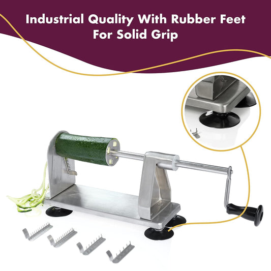 Homarden Stainless Steel Vegetable Spiralizer - 5 Blade Zucchini Noodle Maker - Industrial Quality Vegetable Slicer for Veggies, Salad Chopper, Potato Cutter, Zoodle Maker, 9 x 3.5 x 4.8 Inches