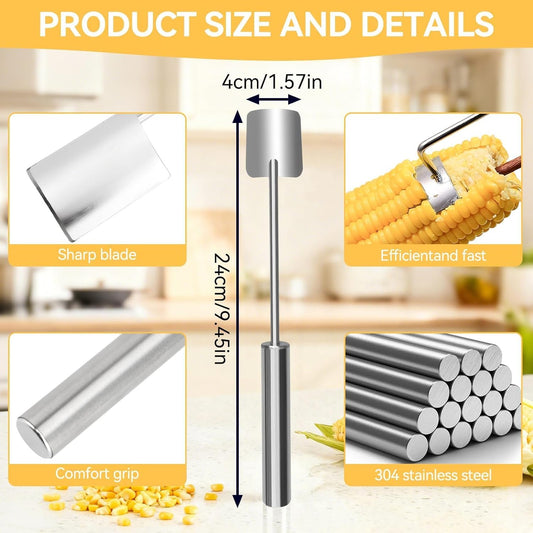 2PCS Corn Peeler For Corn On the Cob, 2025 Upgraded Long Handle Stainless Steel Corn Peeler Cutter Remover Kitchen Tool Cob Stripper Manual for Home Kitchen Restaurant