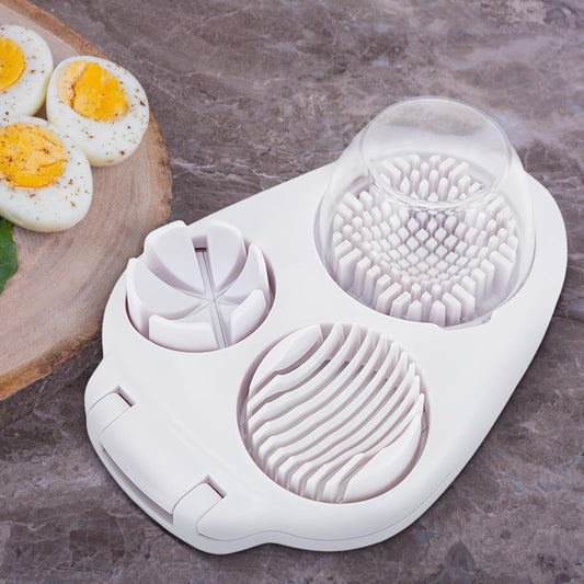 3-in-1 Egg Dicer for Hard Boiled Eggs, Egg Cutter with Slicing, Dicing, Striping Functions, Includes Built-In Storage Box for Kitchen Organization, Easy to Clean and Use
