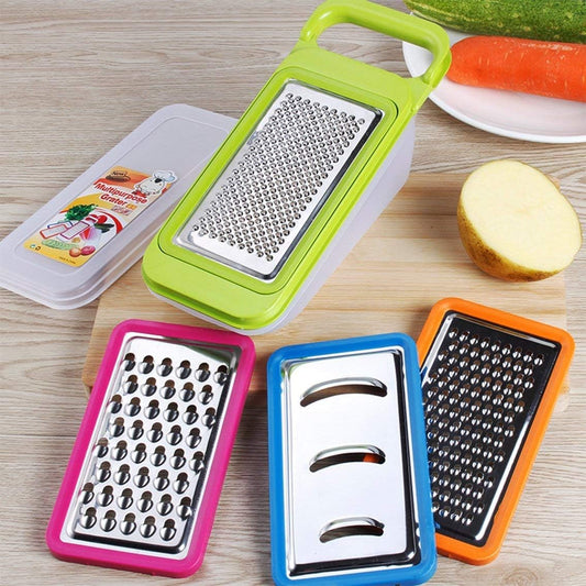 TENTA KITCHEN Stainless Steel Zester Grater, Zest/Slice Citrus & Lemon Cheese Potatoes, Fruit & Vegetables- Non-Slip Rubber Handle (4 in 1,Red)