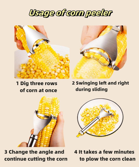 Corn Peeler for Corn on the Cob,Corn Stripper, Magic Corn Cutter Peeler Tool Corn Thresher from the Cob Corn on the Cob Remover in Seconds, Kitchen Gadget (2PC)