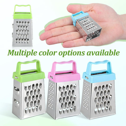 Sosoport Mini Cheese Grater Stainless Steel Box Grater with Non-Slip Handle for Cheese Garlic Ginger and Vegetable Slicing Compact Kitchen Tool 2.63X1.45X1.06 Inch