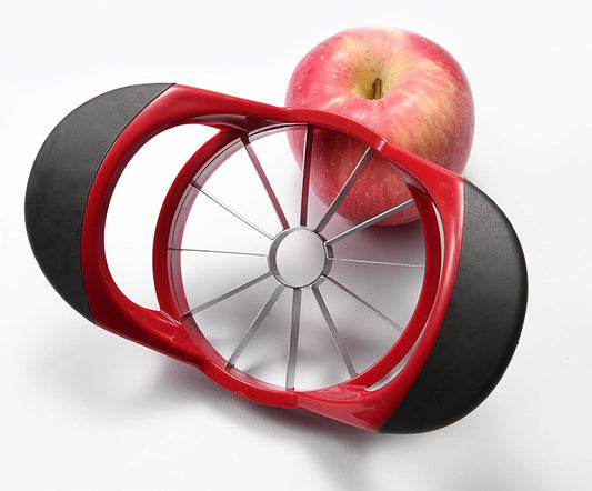 12 Blade Apple Slicer Corer Cutter,Ultra Sharp Stainless Steel Blades Ergonomic plastic Handle,3 in1Apple Slicer Potato Slicer Cutter for French Fries and Mango Slicer Corer Red