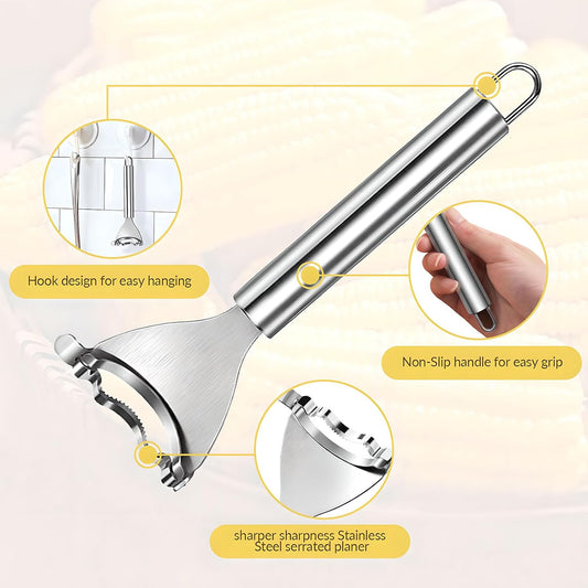 Upgrade 2 Pack Corn Peeler Stainless Steel Corn Cob Stripper Tool Corn Thresher from the Cob, Removes Corn Kernels From Corn Cobs In Seconds, Kitchen Gadget Set