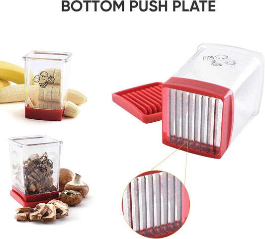 Fruit Cutter and Chopper – Cup Slicer for Strawberry, Grape, Banana, Mushroom, Kitchen Gadget for Fruits and Vegetables, Compact Slicing Tool (2 Packs)