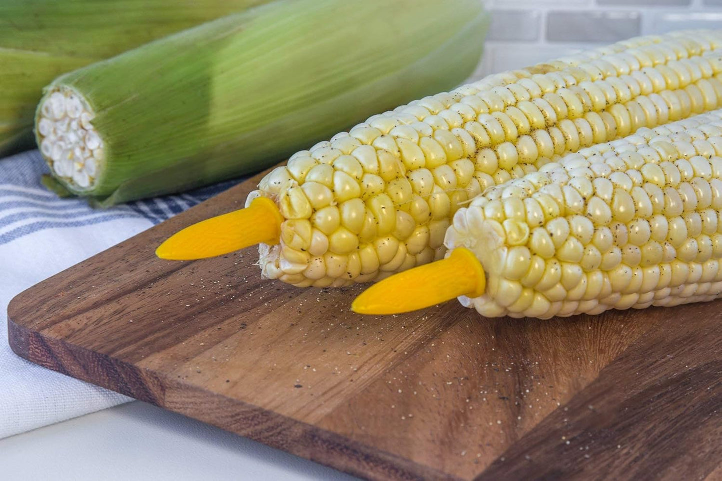 Fox Run 5401 Stainless Steel and Plastic Corn Holders Set of 6, Yellow