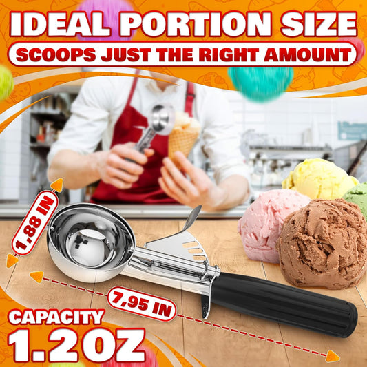 1 Oz Ice Cream Scoop with Trigger #30 - Versatile 1 Oz Scoop for Gelato, Cookie Dough Baking, Sorbet & Meatballs - Rust-Resistant Stainless Steel, Easy to Clean | Great Portion Control for Daily Prep