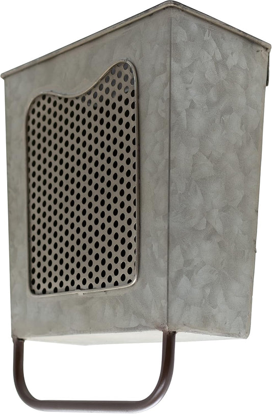 VILLAGE GIFT IMPORTERS Rustic Farmhouse-Style Wall Box with Towel Bar, Cheese Grater Style, 10" x 8" x 4"