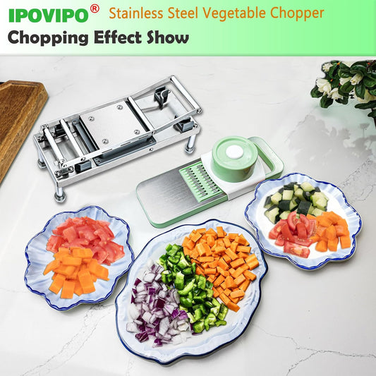 Stainless steel Vegetable Chopper, Veggie Chopper With 8 Blades, Onion Dicer with Container, Food Cutter & Grater Mandoline Slicer
