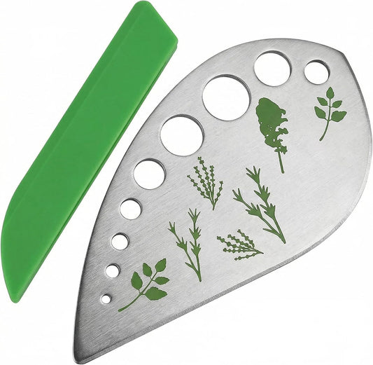 Stainless Steel Herb Stripper Tool with 9 Holes & Blade Guard-Efficiently Strip Leaves from Kale, Basil, Rosemary, Parsley, Thyme for Fresh Cooking & Garnishing
