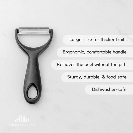 A Bar Above Gold Citrus Peeler, Stainless Steel Fruit Peeler for Garnishes, Cocktail Twists, Comfortable Grip Peeling Tool for Oranges, Lemons, Limes, Bartender Accessory, Kitchen Essentials, Silver