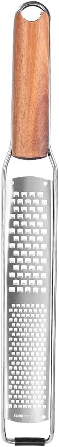 Lemon Zester & Cheese Grater Combo - Stainless Steel Grater for Parmesan, Wood Handle, Garlic, Ginger, Chocolate & Fruits - Perfect for Baking, Cooking & Garnishing