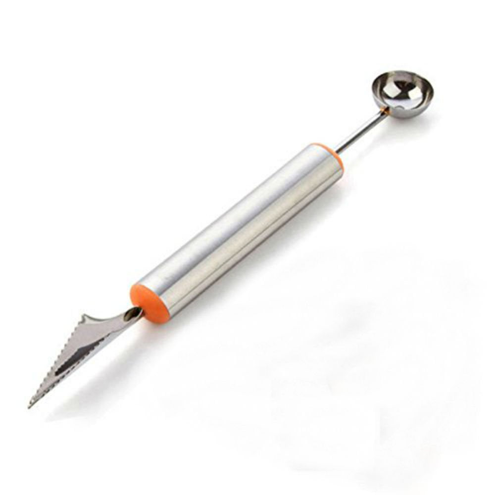 AKOAK 2 Pcs Dual-Purpose Stainless Steel Melon Baller and Fruit Carving Knife,2 in 1 Kitchen Tool for Making Melon Ball and Fruit Carving or ice Cream Scooper