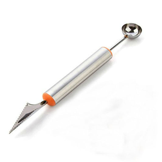AKOAK 2 Pcs Dual-Purpose Stainless Steel Melon Baller and Fruit Carving Knife,2 in 1 Kitchen Tool for Making Melon Ball and Fruit Carving or ice Cream Scooper