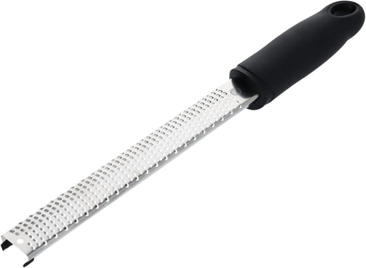 MasterChef Lemon Zester Grater Micro Planing Tool for Zesting Citrus Fruits, Kitchen Gadget for Finely Grating Garlic, Ginger, Nutmeg, Parmesan Cheese, Chocolate and More, Stainless Steel, Black