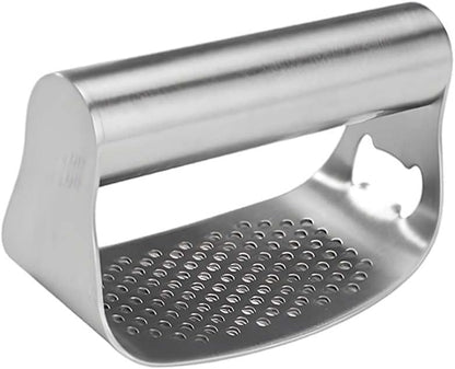 Stainless Steel Garlic Presser, Upgrade Garlic Press Rocker Heavy Duty Mincer Crusher, Garlic Chopper with Peeler And Cleaning Brush for Smash Garlic Kitchen Tools (No Corkscrew)