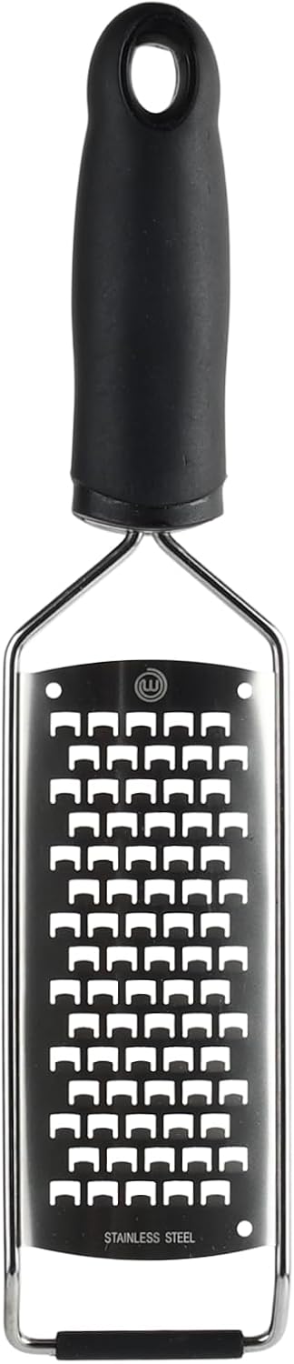 MasterChef Lemon Zester Grater Micro Planing Tool for Zesting Citrus Fruits, Kitchen Gadget for Finely Grating Garlic, Ginger, Nutmeg, Parmesan Cheese, Chocolate and More, Stainless Steel, Black
