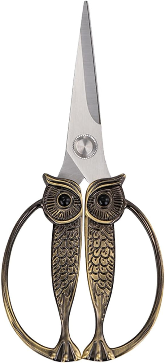 WARMHEART Owl Kitchen Scissors All Purpose, Stainless Steel Heavy Duty Sharp Shears for Meat, Chicken, Fish, Poultry, Herb, Bread (Gun-black, Medium)