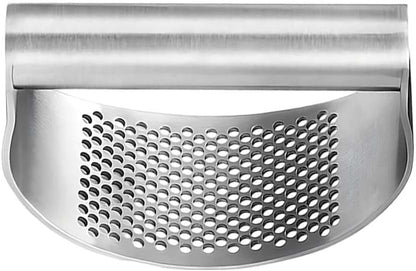 Stainless Steel Garlic Presser, Upgrade Garlic Press Rocker Heavy Duty Mincer Crusher, Garlic Chopper with Peeler And Cleaning Brush for Smash Garlic Kitchen Tools (No Corkscrew)
