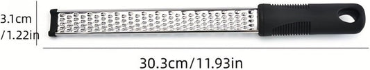 Lemon Zester, Stainless Steel Kitchen Cheese Grater, Ergonomic Soft Black Handle (11 Inch x 1 Inch)