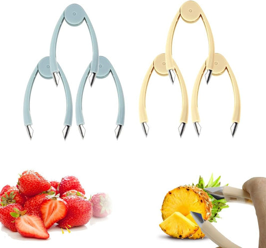 Multifunctional Pineapple Eye Remover, 2024 Upgrade Strawberry Stem Remover Pineapple Eye Remover Tool, Strawberry Huller Stem Remover Fruit Eye Remover for Potato, Tomato Corer (Yellow-3Pcs)