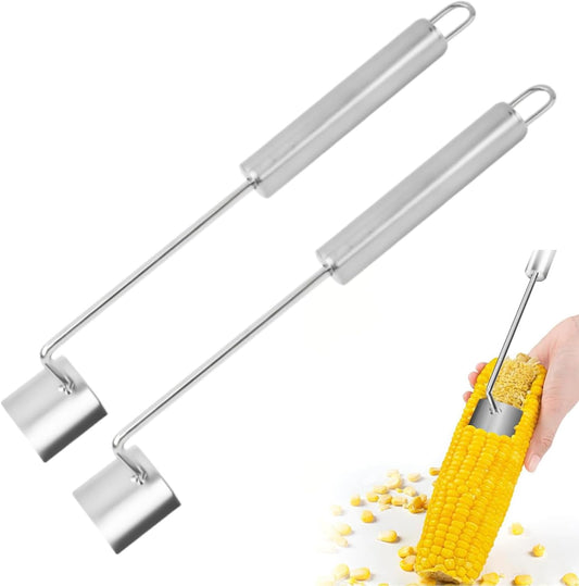 Easy Clean Corn Cob Peeler - 2025 New Stainless Steel Tool for Corn on the Cob, Corn Stripper with Long Handle for Effortless Removal, Corn Kernel Remover, Peeler, and Scraper (1 PCS)