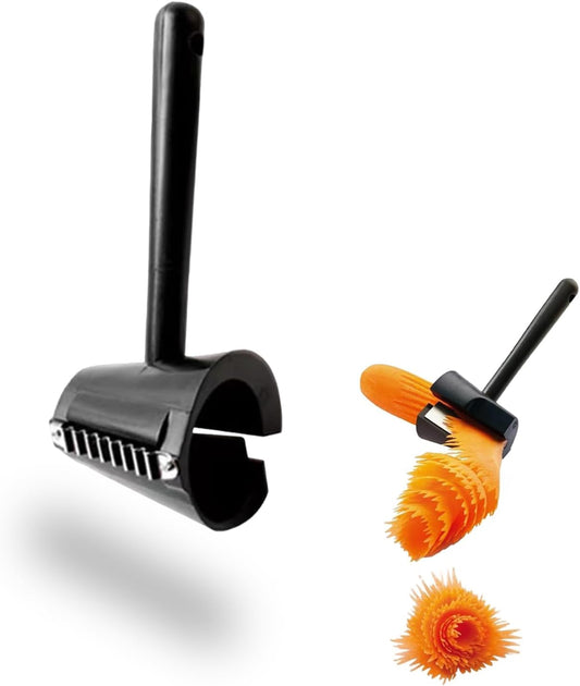 1 PCS Carrot Cutter Tool Curler Peeler Spiral Black Fruits Slicer and Vegetable Decoration Tools for Chef Garnishing Tool Set with Sharpener Spiral Shred Slicer for Carrots Cucumbers and More
