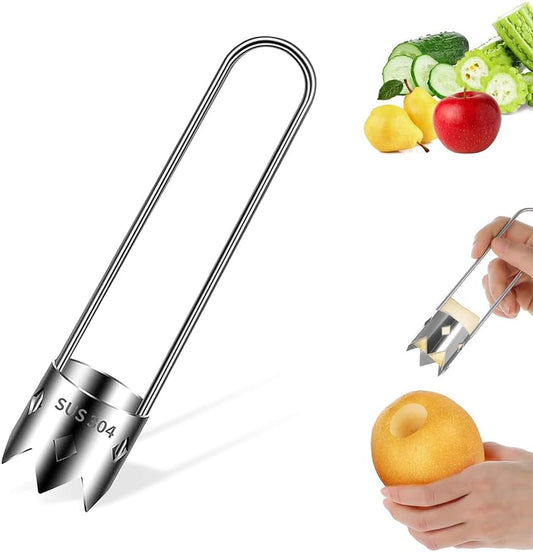 Fruit and Vegetable Corer Tool, 2025 Upgraded Stainless Steel Red Bell Pepper Seed Corer Tool for Pineapple Apple Pear Pepper Tomato, Universal Core Remover, Easy Kitchen Gadget (3pcs)