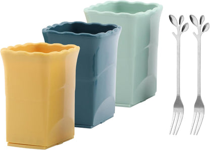 3Pcs Strawberry Slicer Cup with 2 Forks, Fruit Slicer Cup for Strawberry Egg Banana Mushroom Cucumber Kiwi and Veggie Salad Speed Cutter (SIZE:5pcs)