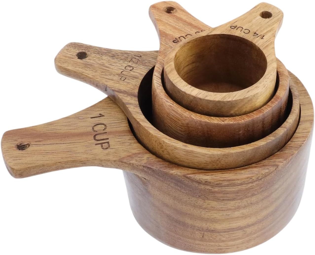 10pcs Wood Measuring Cups and Measuring Spoons Set Handcrafted Natural Wood Tablespoon Kitchen Utensils Wooden Measuring Cups and Spoons Set for Dry Ingredients Cooking Baking