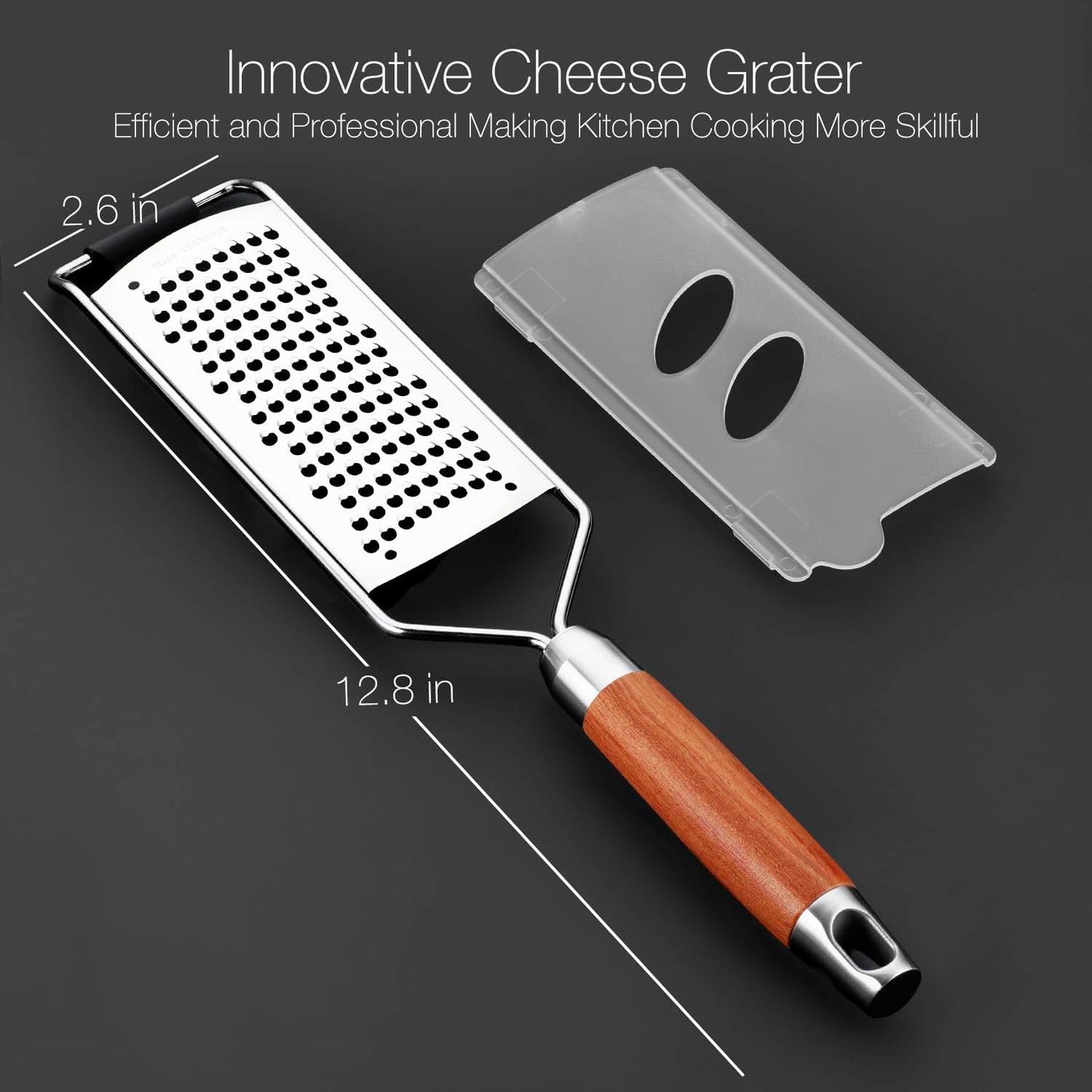 KULUNER Professional-Grade Lemon Zester with Ultra-Coarse Blades, Heavy-Duty Cheese/Vegetable Grater, Solid Wood Handle Design - Rust-Resistant Durable, Essential Kitchen Tool (A1)