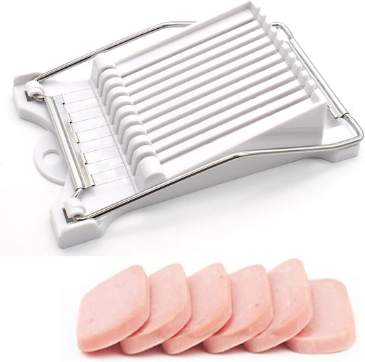 Multifunctional Stainless Steel Luncheon Meat Slicer,Home Slicing and Splitting Tools,Food Slicer for Butter Cheese Kiwifruit Strawberry Banana and Cooked Eggs Etc. (White)