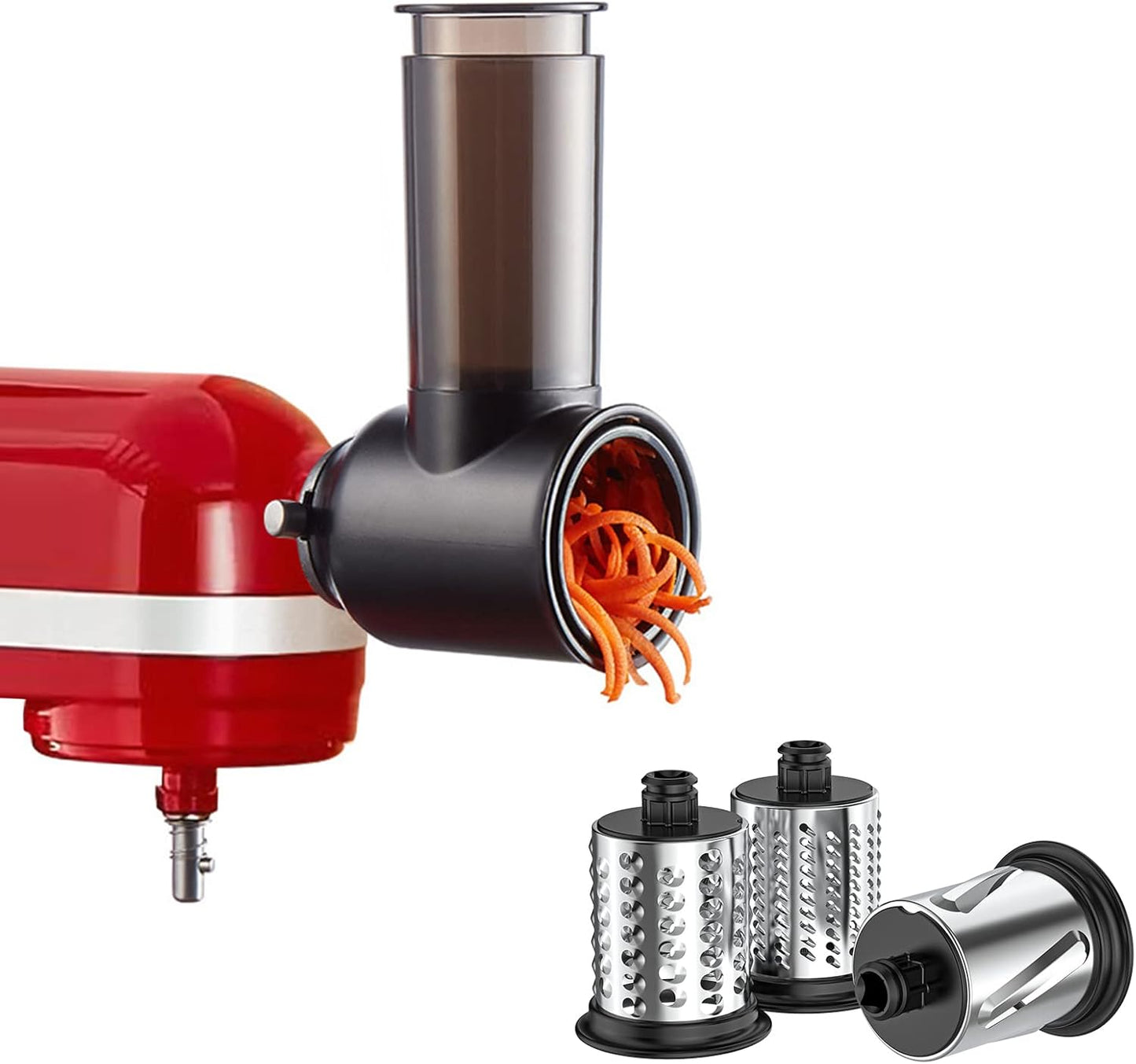 Stainless Steel Slicer Shredder Attachment for KitchenAid Stand Mixer, Cheese Grater Attachment for KitchenAid, Salad Maker, Grinding Powder, Dishwasher Safe with 4 Blades by InnoMoon