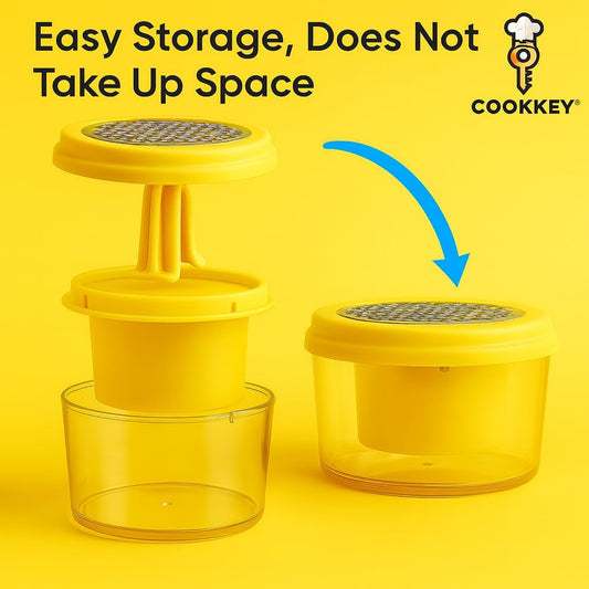Corn Stripper & Peeler Tool with Built-In Bowl – Safe Non-Slip Handle, Fast Corn Kernel Cutter & Cob Remover, Multi-Purpose Grater for Corn, Ginger & Vegetables (Yellow) - COOKKEY