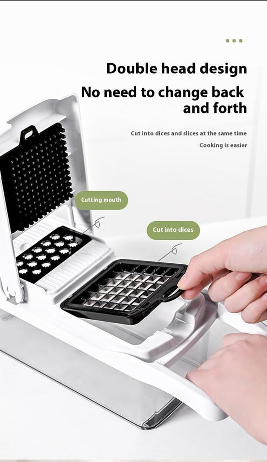 Multifunctional Pro Chopper - Vegetable Chopper and Spiralizer, Food Chopper with Container, Fruit Slicer, Kitchen Gadgets & Gifts, Home Essentials, White and black (22 Peice set)