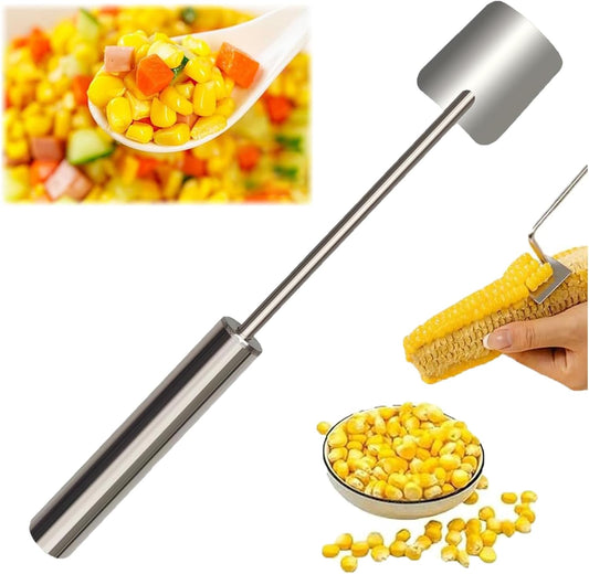 Corn Peeler, Corn Stripper, Long Handle Stainless Steel Corn Stripping Too Thresher Scraper for Home Kitchens, Restaurant Chefs (2PCS)