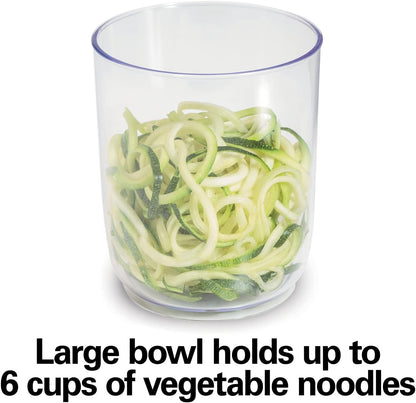 Hamilton Beach 3-in-1 Electric Vegetable Spiralizer for Veggie Noodles, Zoodle Maker & Slicer With 3 Cutting Cones for Spaghetti, Linguine, and Ribbons, 6-Cups, Black (70930)