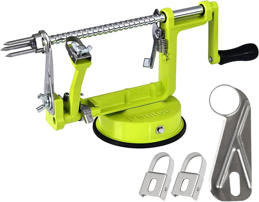 Apple Peeler, Slicer Corer Potato Peelers 3 In 1, Stainless Steel Heavy Duty with Suction Cup Base And 3 Extra Blades (Red)