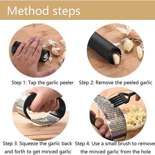 Garlic Presser, Garlic Press Rocker Stainless Steel, Garlics Slicer & Grinder Extracts More Garlics Paste, With Ergonomic Handle, Kitchen Gadgets