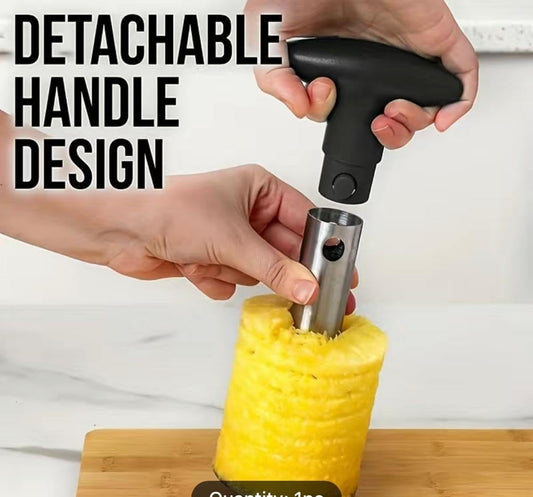 Pineapple Corer Slicer Peeler Stainless Steel for Diced Fruit Rings All in One (Yellow)