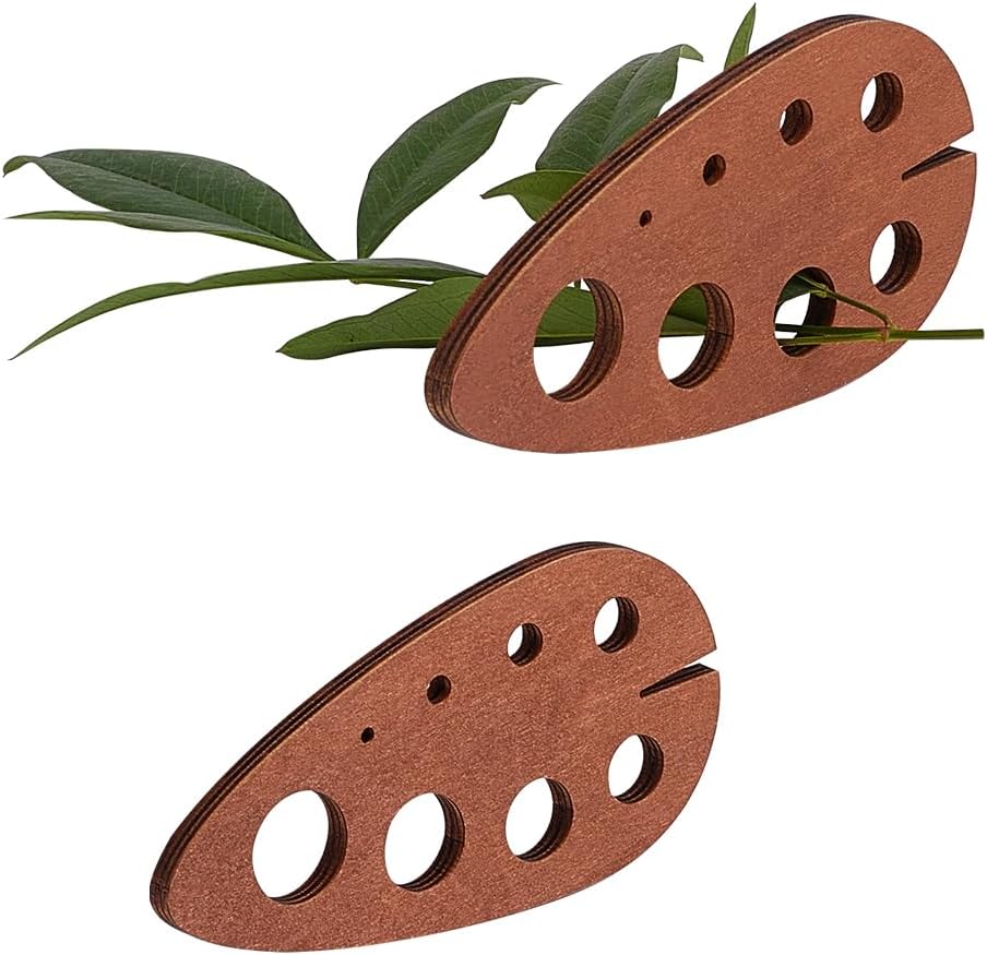 PH PandaHall 2pcs Teardrop Wooden Herb Stripper 8 Holes Herb Pealer Wood Leaf Remover Herb Stripping Brown Herb Stripper Tool for Kitchen Gadgets Cooking Small Kitchen Appliances Chef, Hole: 2-16mm