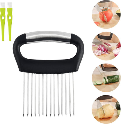 Large Onion Holder for Slicing, Extra-Large Onion Cutter Chopper, Stainless Steel Veg Slicer for Potatoes/Lemons,Eggs,Food Slicer Assistant Tool for Fruit and Meat