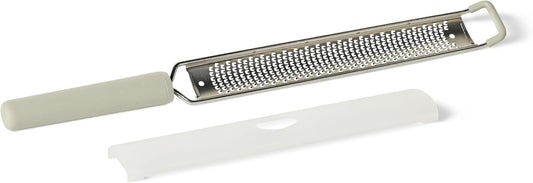 Amazon Basics Zester and Grater Tool, Soft Grip Handle, Dishwasher-Safe, Linen Gray